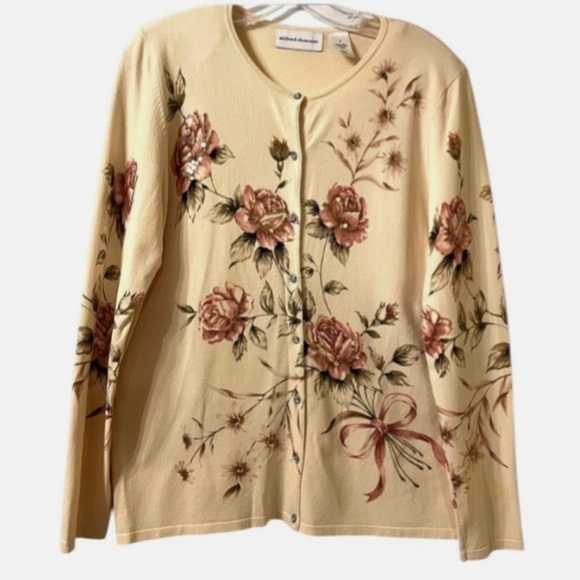 Y2K Floral Cardigan S Romantic Cottagecore Button Up Sweater Whimsy Grannycore - Picture 1 of 4